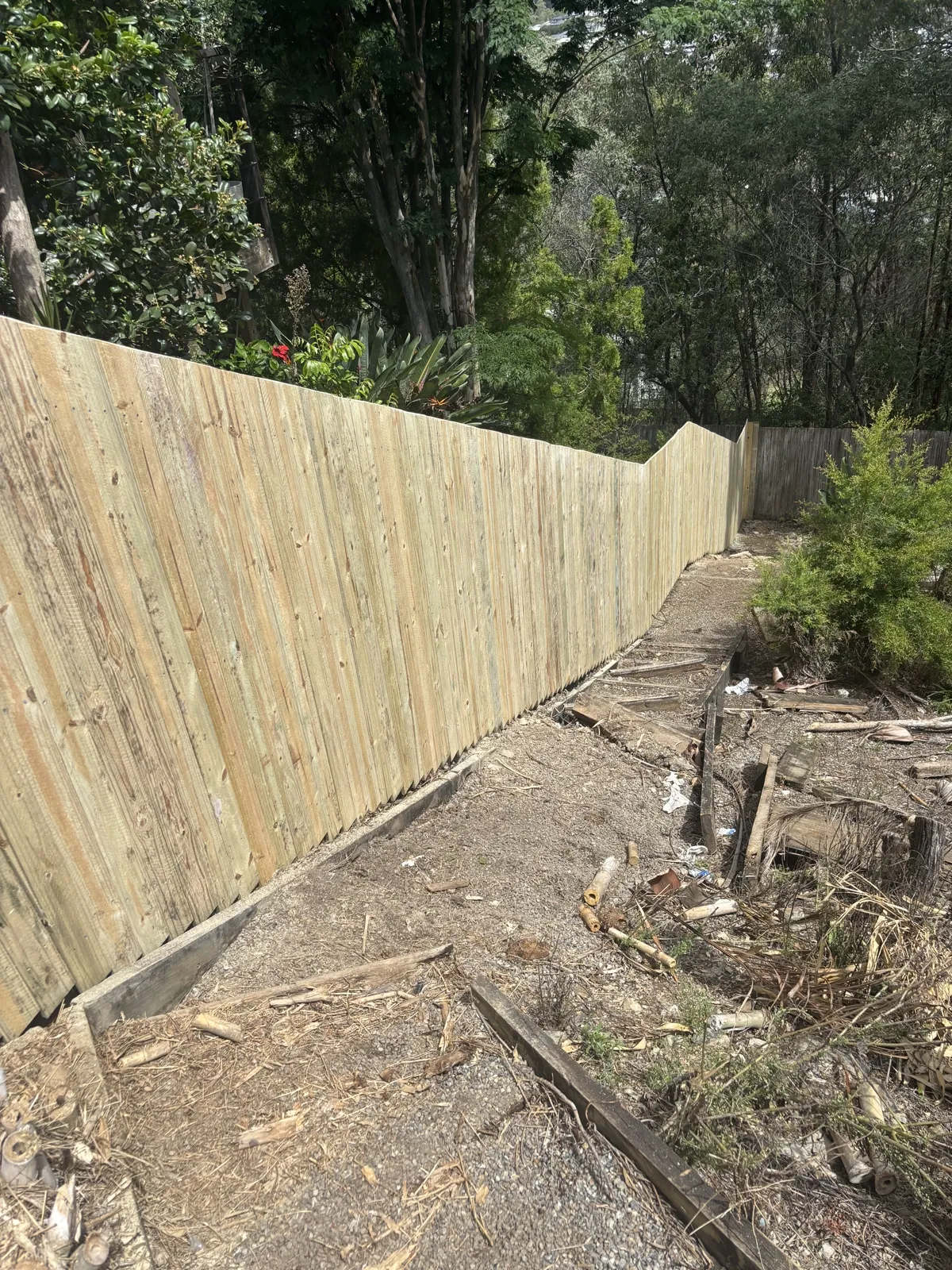 1.8 metre high treated pine paling fence butted style, Ormeau Hills